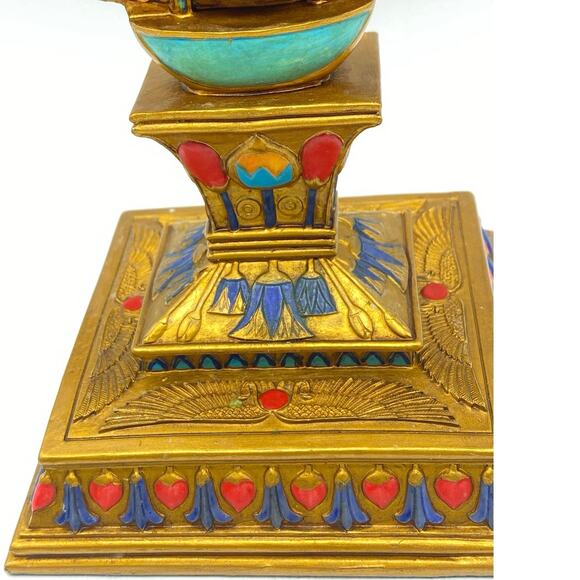 Vintage Hand painted‎ Gold,Red,Blue Scarab Beetle Double Sided Standing Mirror - Picture 4 of 15